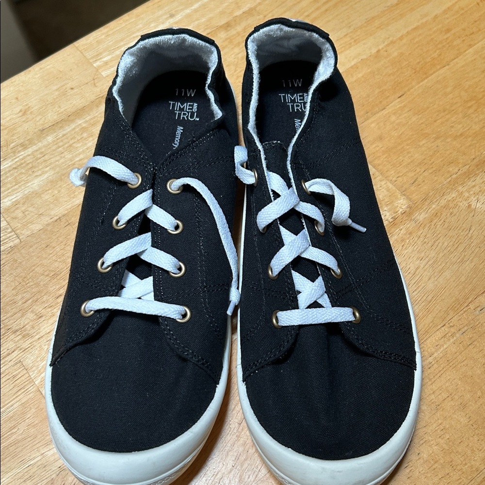 Time and Tru Black Sneakers with White Trim